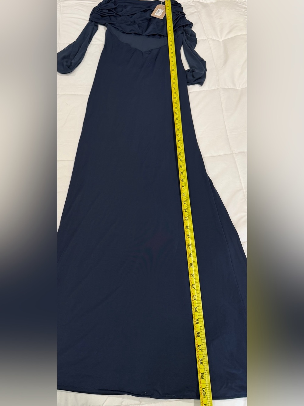 Meshki Navy Blue Off-Shoulder Long Sleeve Evening Gown - Picture 8 of 10